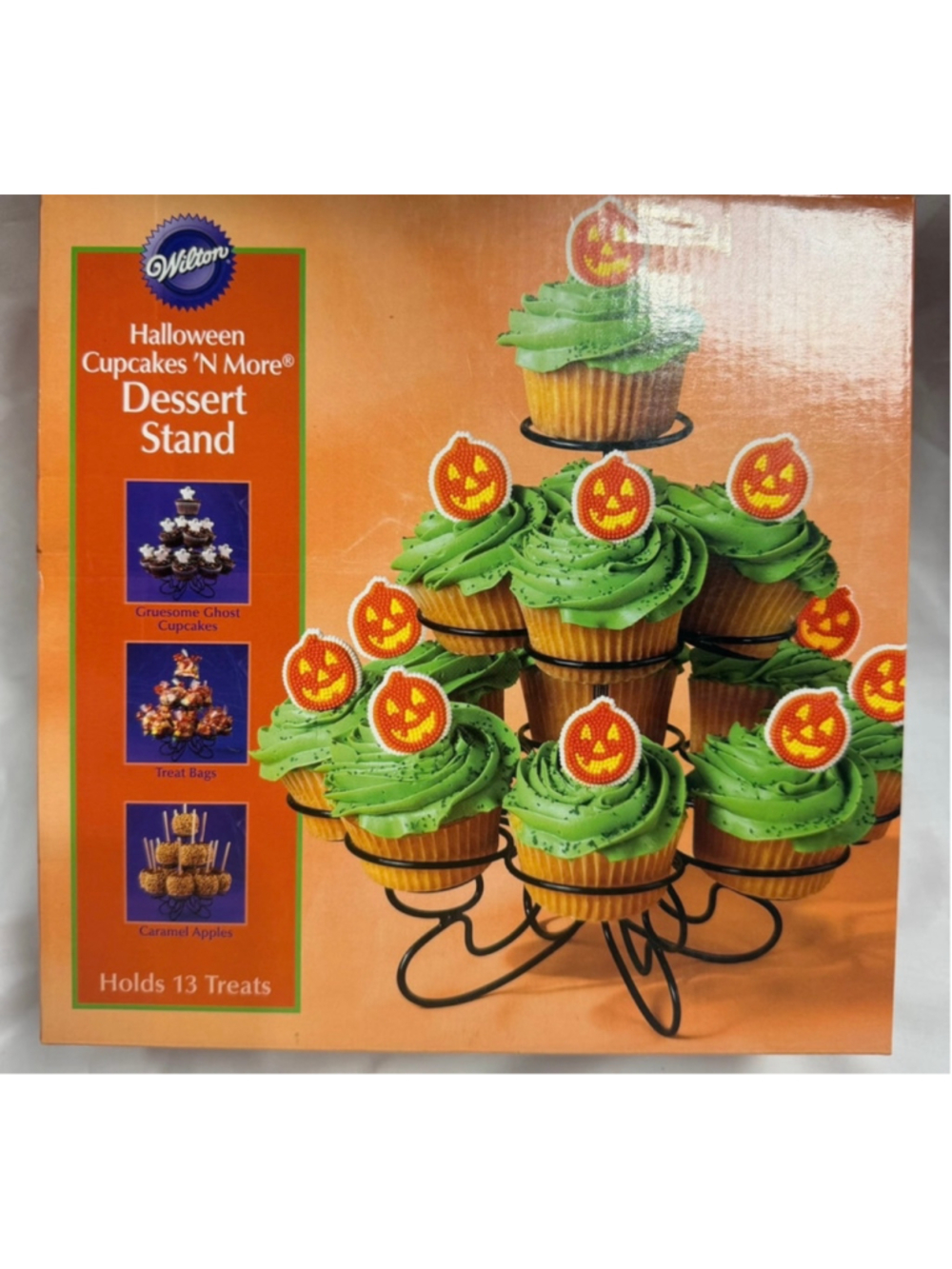 Wilton Halloween Cupcakes 'N More 3-Tier Black Metal Dessert Stand Treats NIB